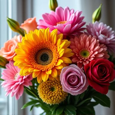 Un ramo de flores personalizado con colores vibrantes.